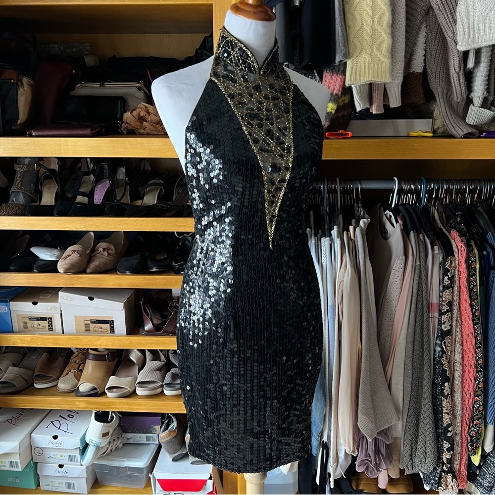 Vintage NITELINE by Della Roufogali Woman’s Sequin Halter Dress Sz 8